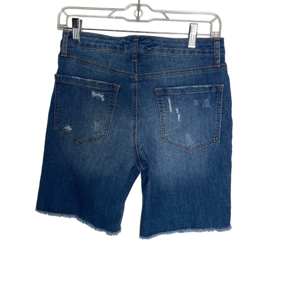 Jean Shorts- Mid rise, Distressed, Whiskering, Bermuda, Great Condition - Picture 2 of 7
